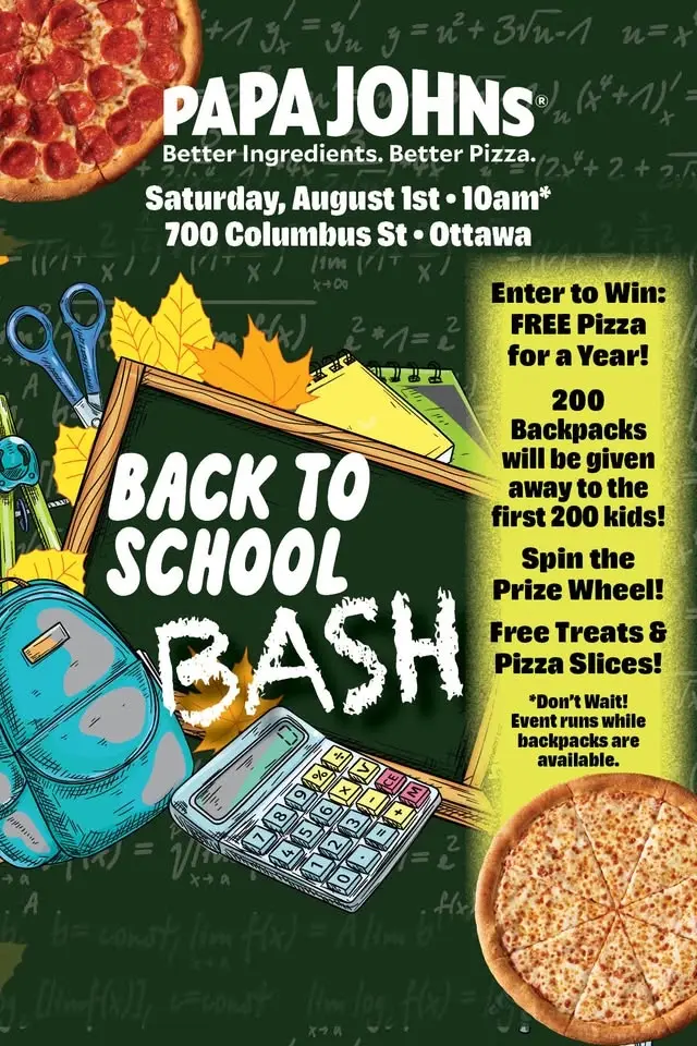 Papa Johns Back to School Bash - FREE BACKPACKS!