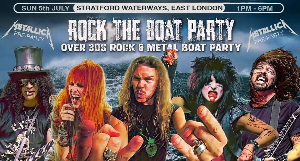 LONDON Rock The Boat - Rock/Metal Boat Party for the over 30s: 1pm-6pm, Sun 5th July