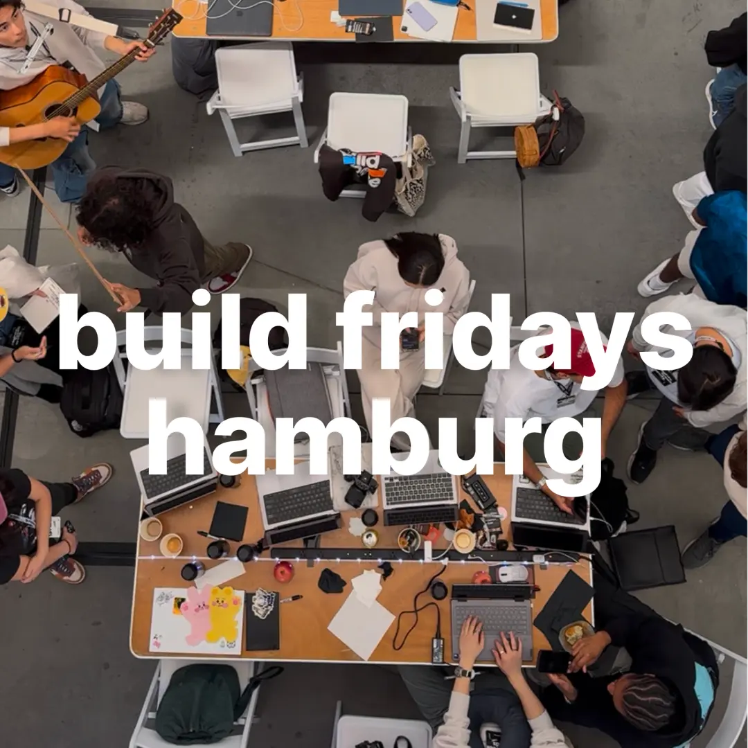 build fridays - work on your startup alongside others (bring laptop)