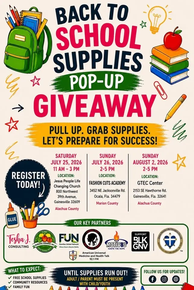 Back To School Supplies PopUp Giveaway Ocala, Fl
