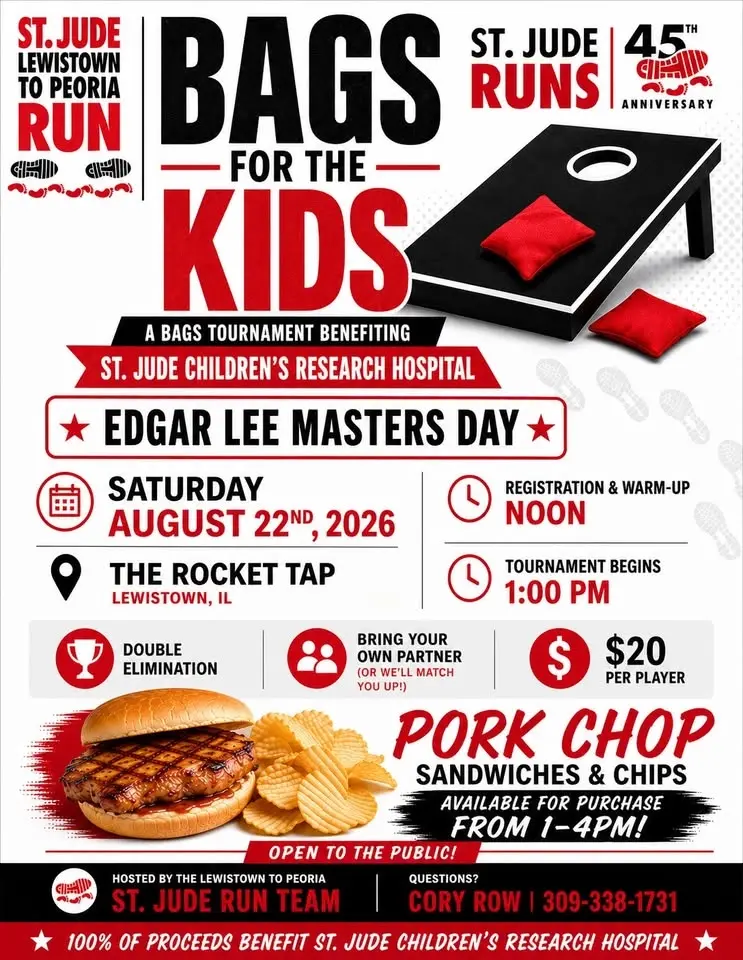Edgar Lee Masters Day Bags Tournament (proceeds to St. Jude Lewistown Run) 