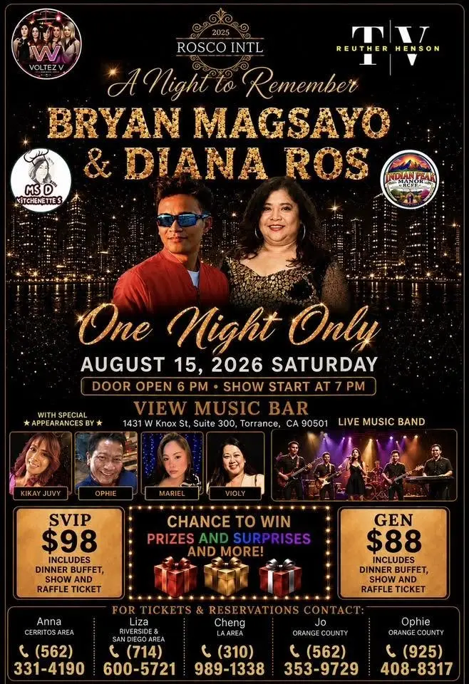 ONE NIGHT ONLY WITH BRYAN MAGSAYO &DIANA ROS