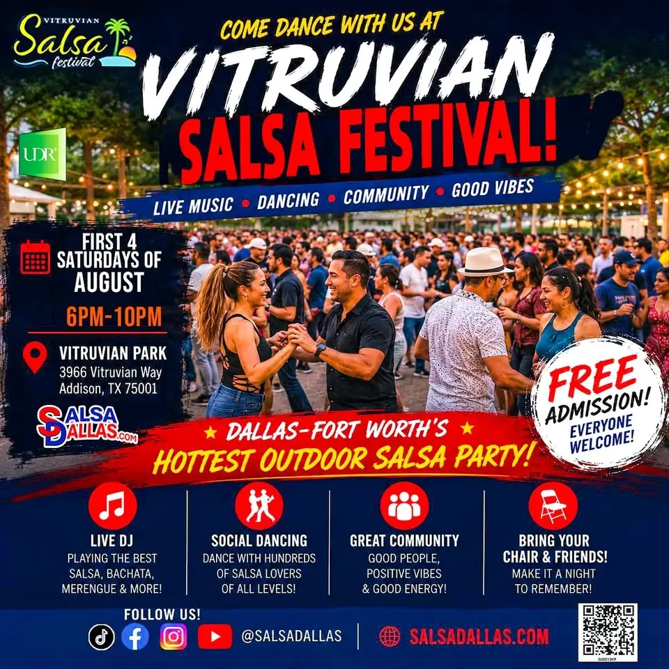 Vitruvian Salsa Festival 2026 | Free Salsa in Addison, TX