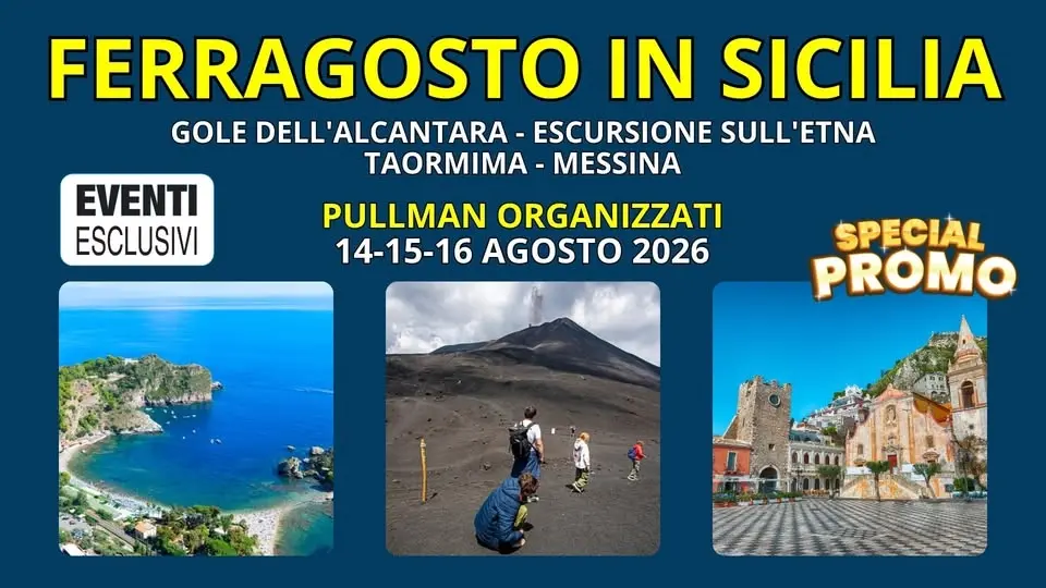 FERRAGOSTO IN SICILIA ☀️🏖️ "dal 14 al 16 Agosto 2026" 🚌 Pullman Organizzati