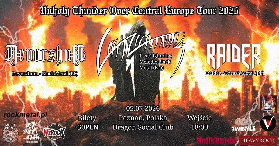 Last Lightning (NO) + Devorzhum (PL) + Raider (PL) | Dragon Social Club, Poznań 05.07.2026
