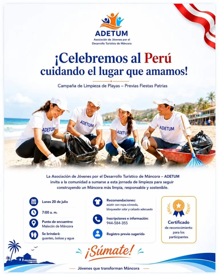 Campaña de Limpieza de Playa de Máncora | ADETUM