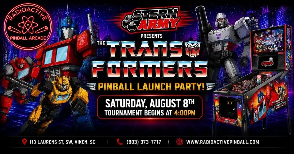 🤖Transformers Launch Party at Radioactive Pinball Arcade