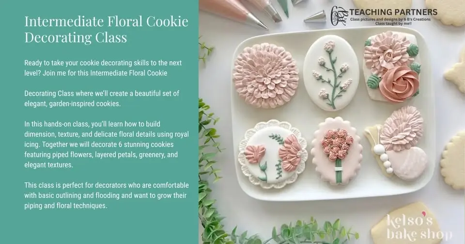 Intermediate Floral Cookie Decorating Class