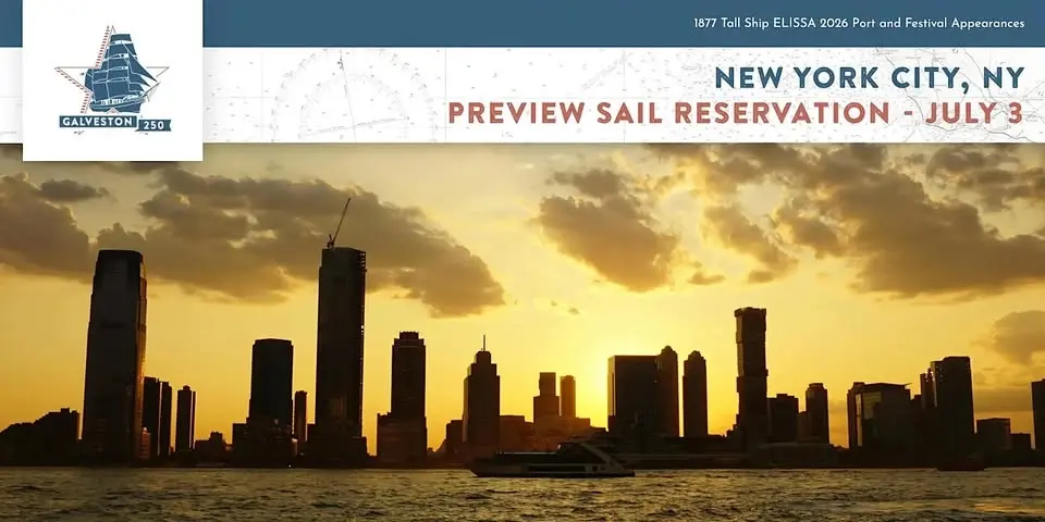 July 3rd Preview Sail Reservation on the 1877 Tall Ship ELISSA