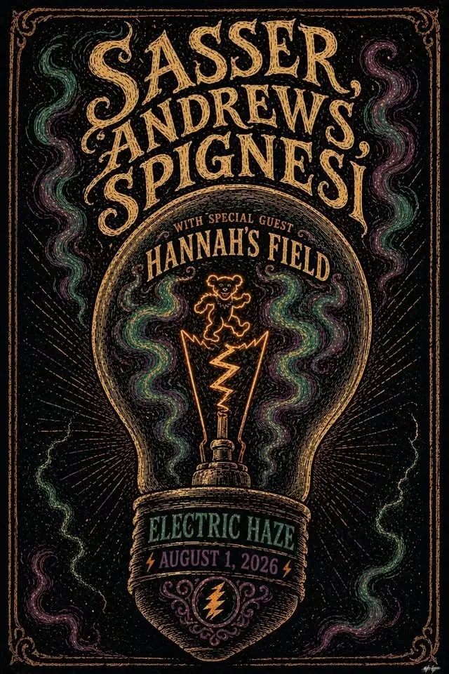 Sasser, Andrews, & Spignesi w/s/g Hannah’s Field @ Electric Haze - Sat. August 1