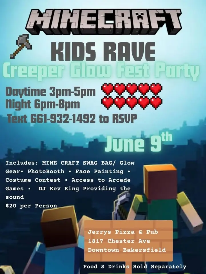 Minecraft Kids Rave. Creeper Glow Party