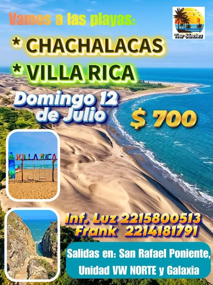 VIAJE A LAS PLAYAS DE CHACHALACAS Y VILLA RICA EL DOMINGO 19 DE JULIO 💙