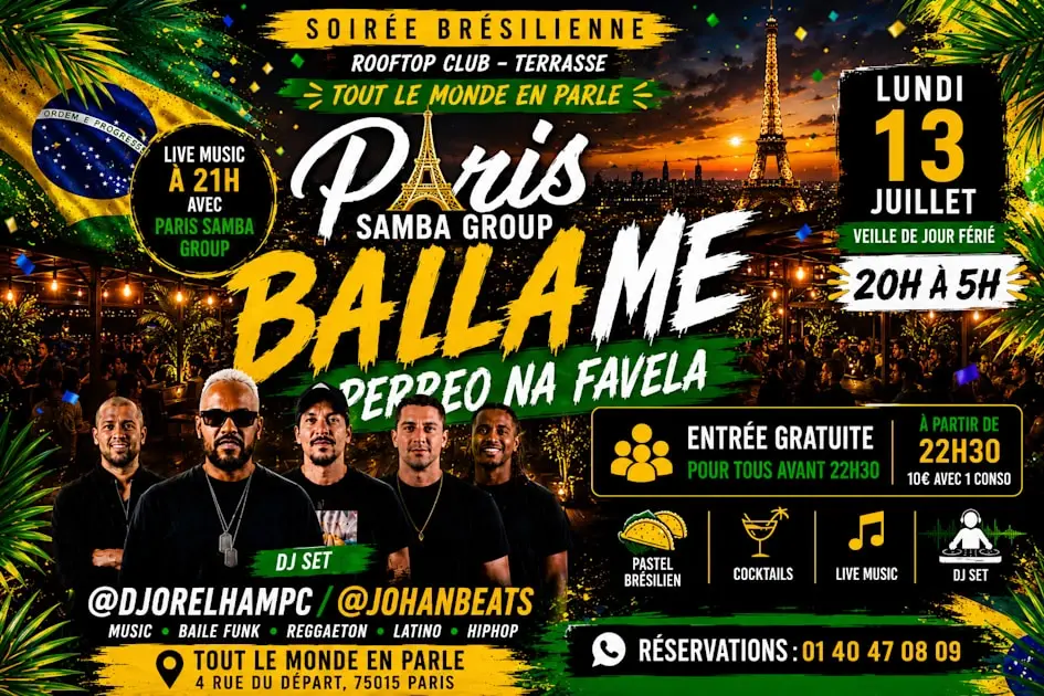 🇧🇷 Soiree Baila Me 🇧🇷 Open Air,Club,Live Music