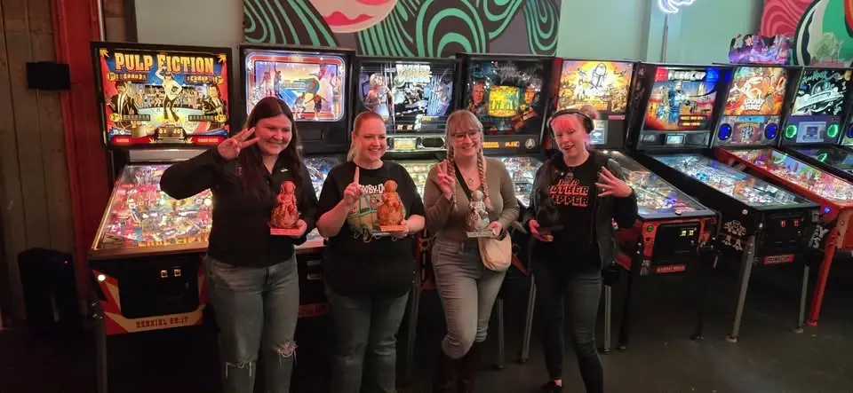 Belles & Chimes Detroit Wednesday with Rebecca and Jenica!  Women's Pinball Tournament @ Barcade
