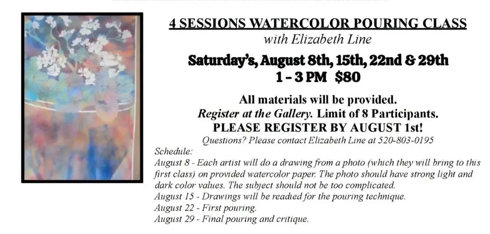 Watercolor pour with Elizabeth Line 4 weeks August 8, 15, 22, 29