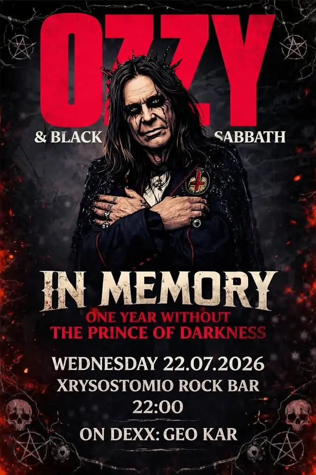 IN MEMORY - OZZY/SABBATH TRIBUTE - Τετάρτη 22/07 - Xrysostomio Rock Bar