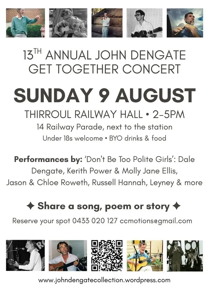 13th Annual John Dengate Get Together Concert - Sun 9 August
