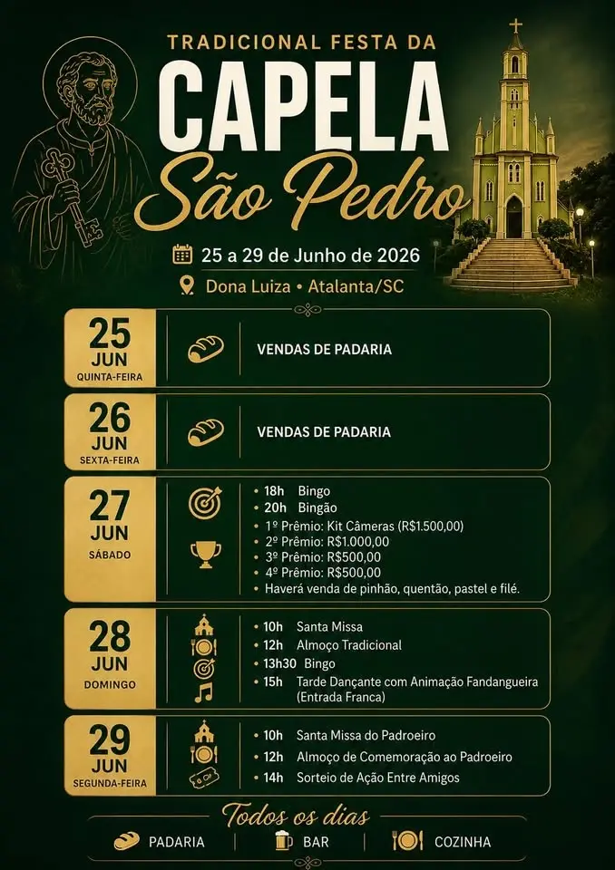 Tradicional Festa da Capela São Pedro - Dona Luiza Atalanta/SC
