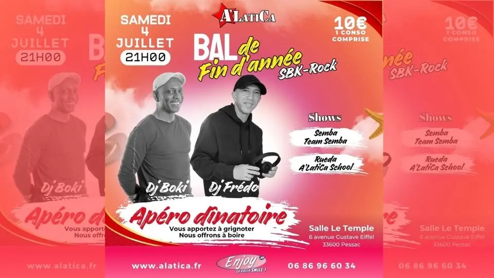 Bal de Fin d'Année / SBK-Rock / Samedi 4 juillet 2026 / Salle Le Temple - Pessac