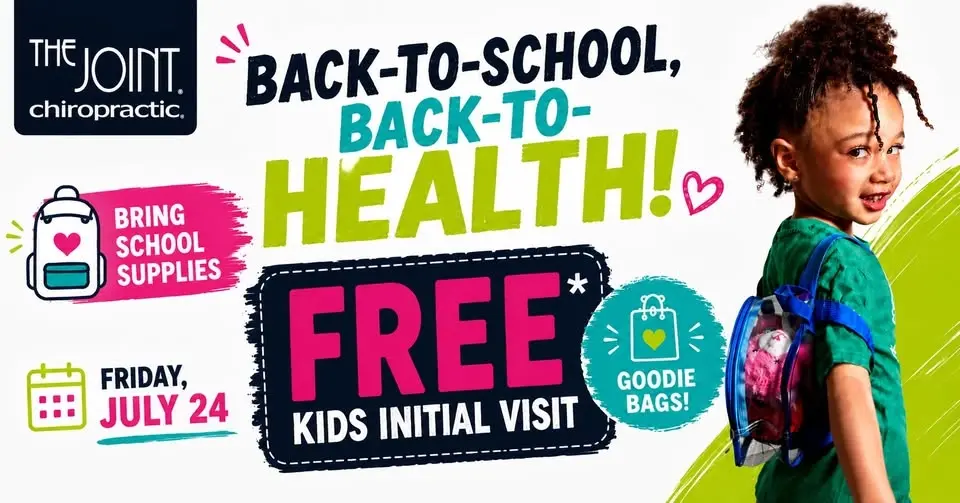 🎉 The Joint Chiropractic Ocala FREE* Kids Initial Visit with School Supply Donation
