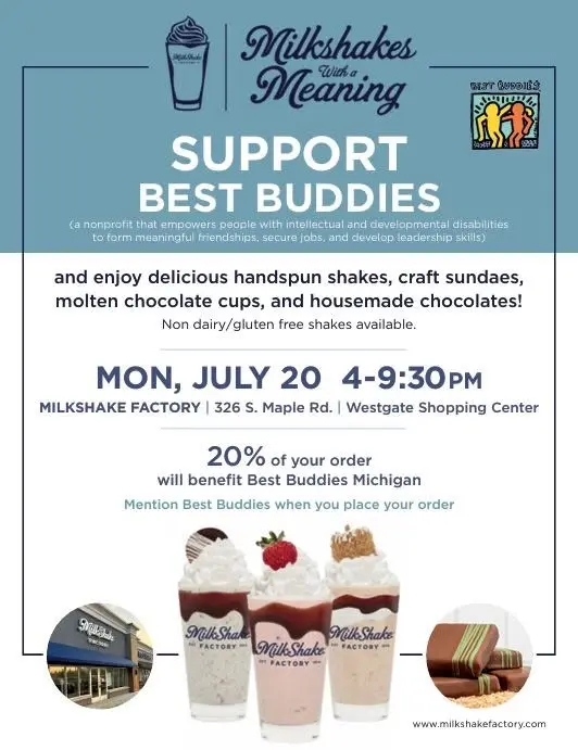Best Buddies Michigan Fundraiser @ Ann Arbor Milkshake Factory