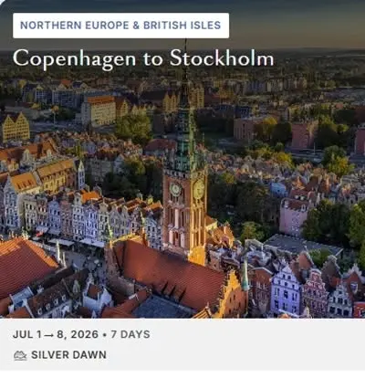 Copenhagen to Stockholm Jul 1 → 8, 2026 • 7 DAYS Silver Dawn | Voyage number #DA260701007