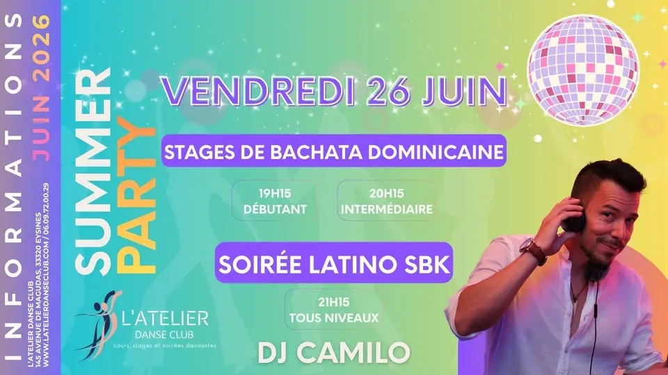 STAGES DE BACHATA DOMINICAINE & SOIRÉE LATINO SBK - SUMMER PARTY 🌸