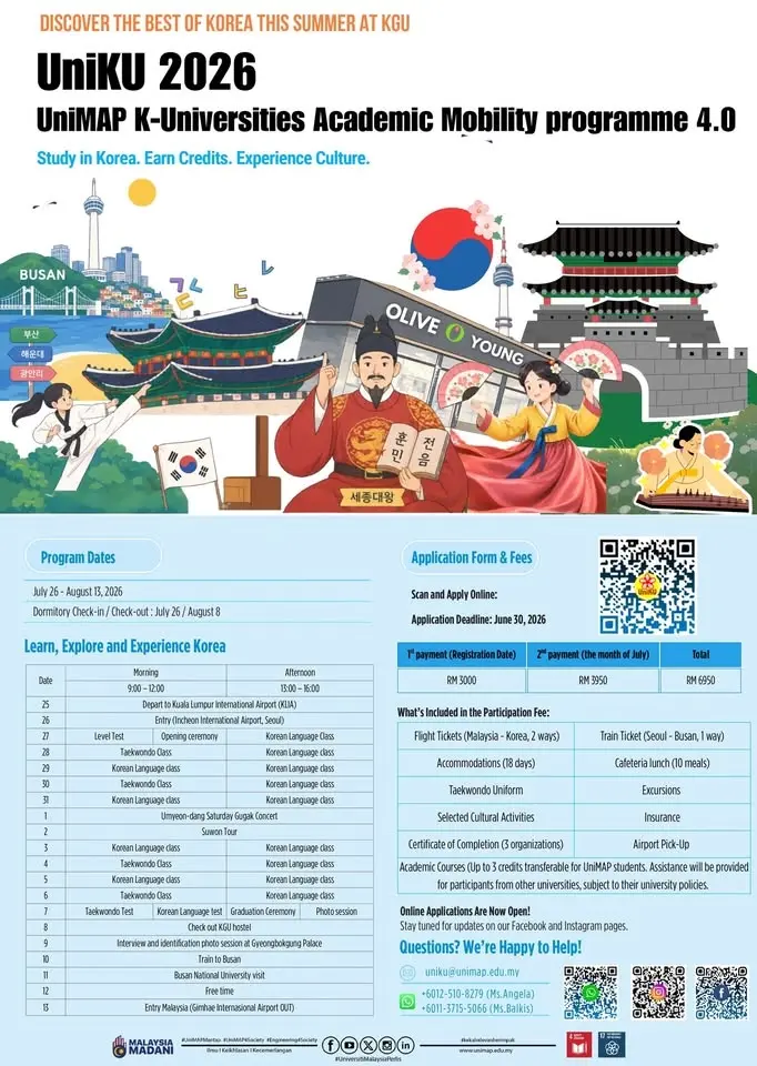 UniMAP–Korean University Student Mobility Programme 4.0 (UniKU 2026)