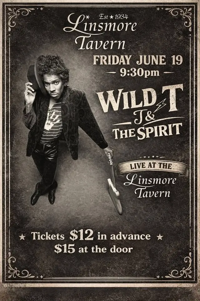 The Legendary Wild T & The Spirit returns to the Linsmore Tavern!