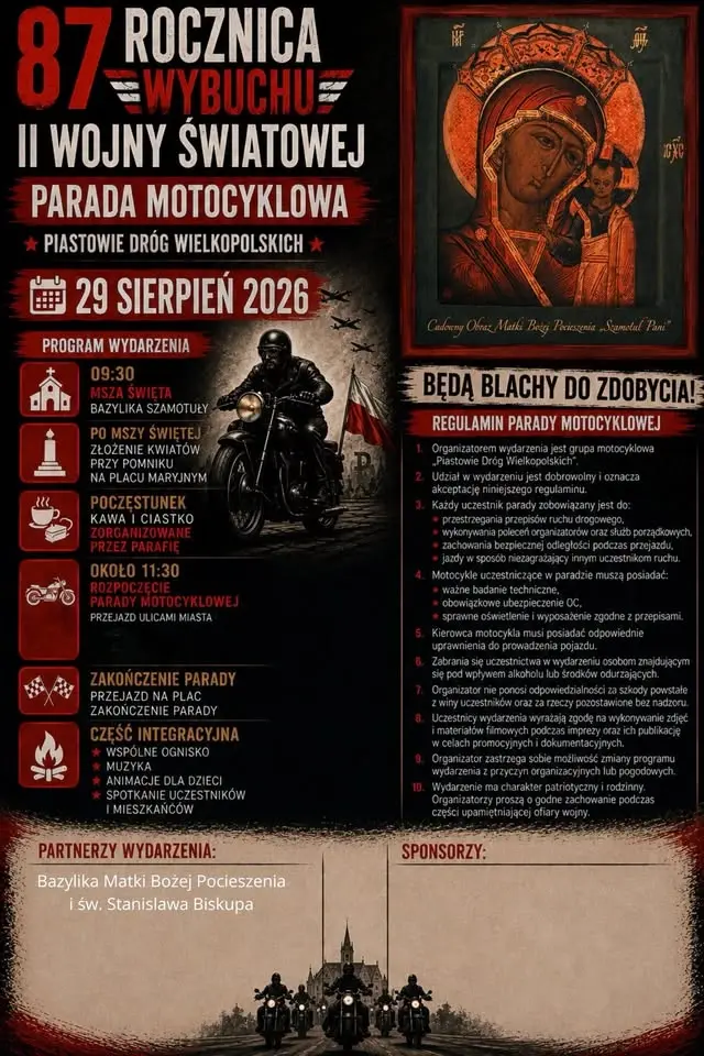 87 Rocznica Wybuchu II Wojna Światowa Parada Motocyklowa – Piastowie Dróg Wielkopolskich
