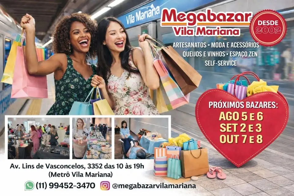 Megabazar Vila Mariana, 5 e 6 de Agosto (AGOSTÃO DE VARIEDADES 2026 🛍)