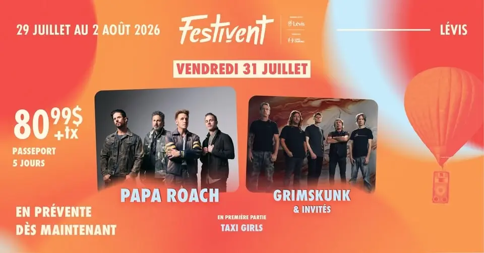 Papa Roach & Grimskunk au Festivent 😎31 juillet 2026