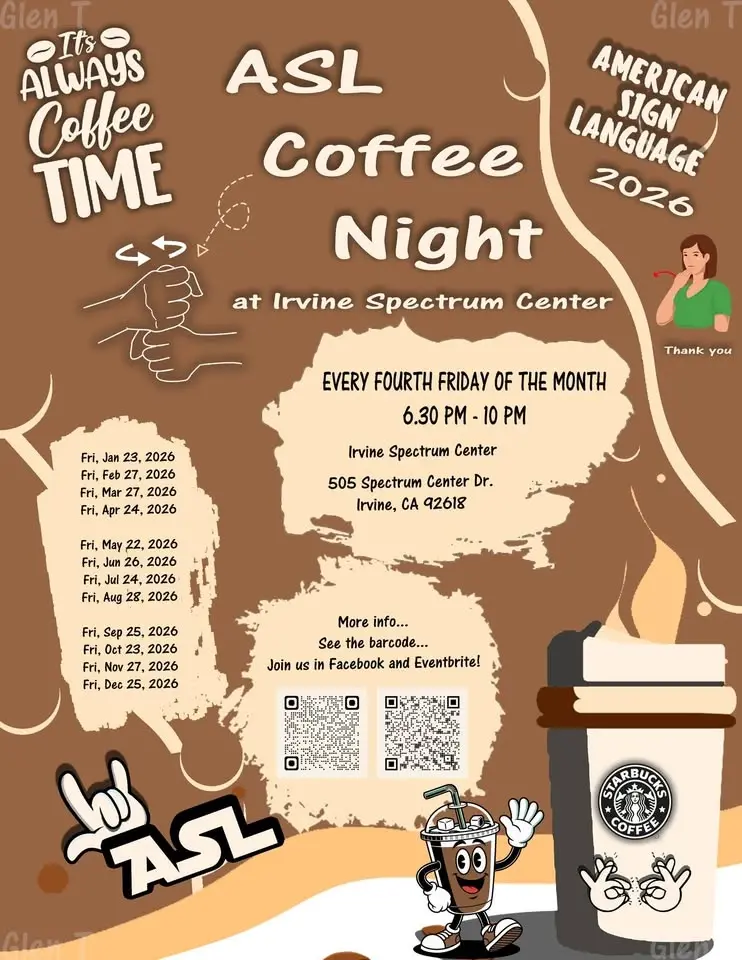 ASL Coffee Night At Irvine Spectrum Center