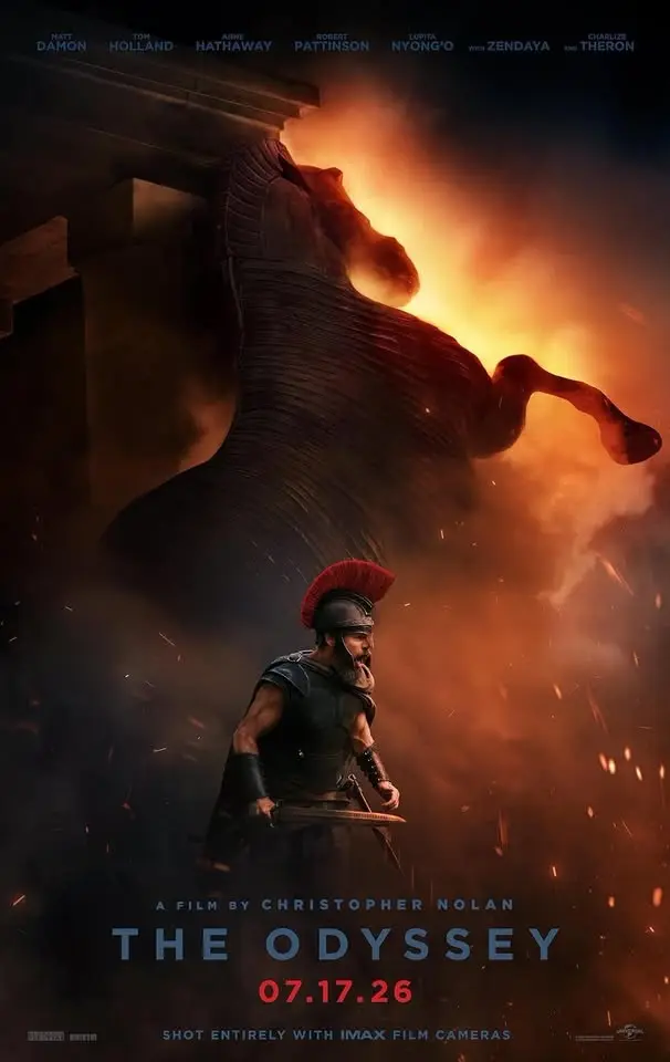 IMAX সাইজের কাফনের কাপর টানিয়ে THE ODYSSEY ছবির হলপ্রিন্ট প্রদর্শনী