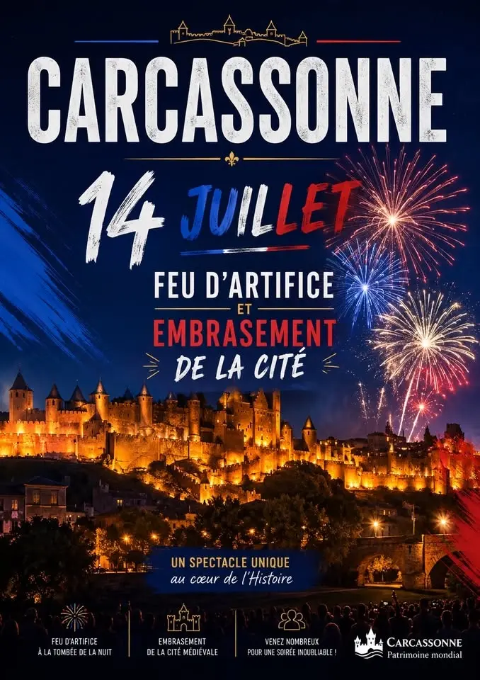 Feu d’artifice et embrasement de la cité Carcassonne 2026