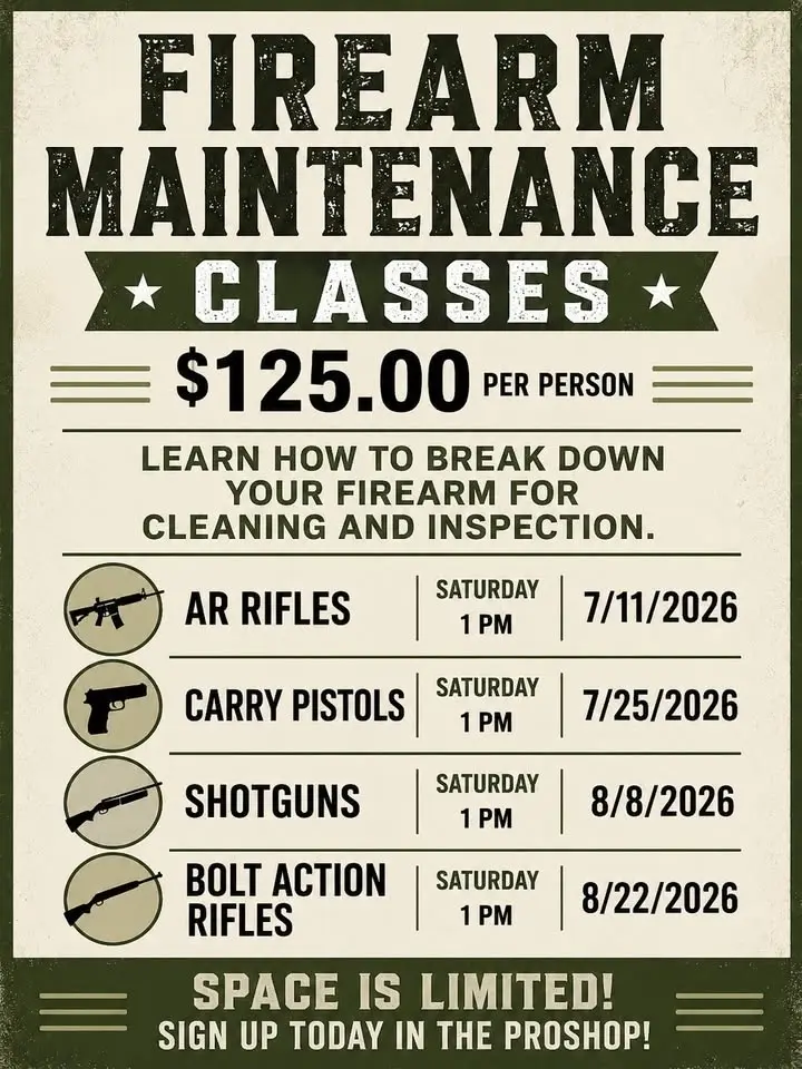Firearm Maintenance Cleaning Class
