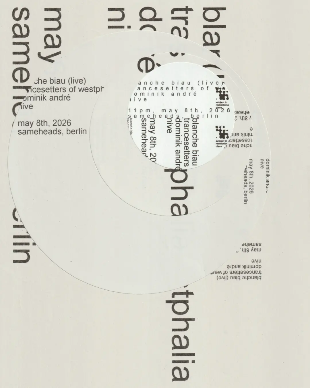 Subject To Restrictions Discs pres. Blanche Biau • Trancesetters of Westphalia