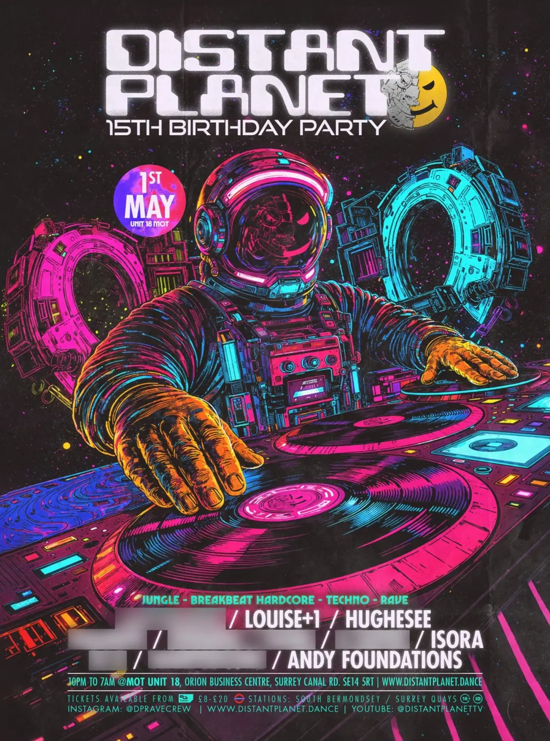Distant Planet - 15th Birthday Rave, with Tim Reaper, Dwarde, Louise Plus One & Hughesee