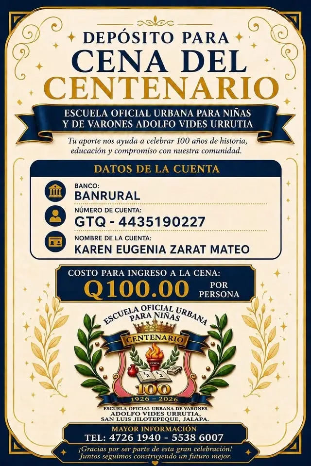 Cena de Gala del centenario de la Escuela Oficial Urbana para Niñas y Varones 