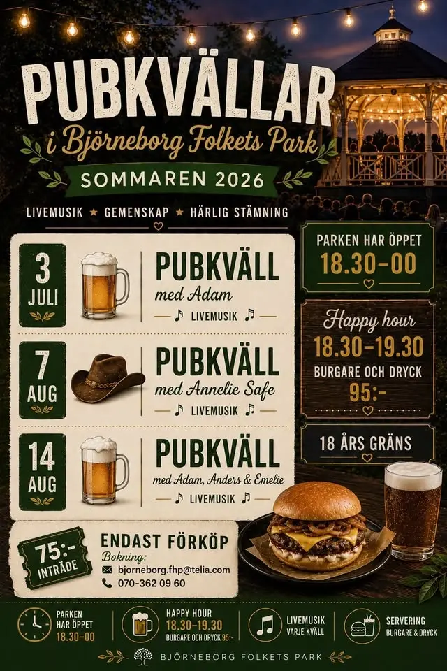 Pubkväll i Björneborg Folkets Park 