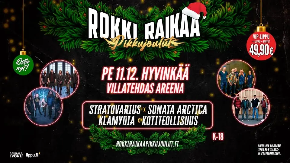 Hyvinkään Rokki Raikaa Pikkujoulut pe 11.12.2026