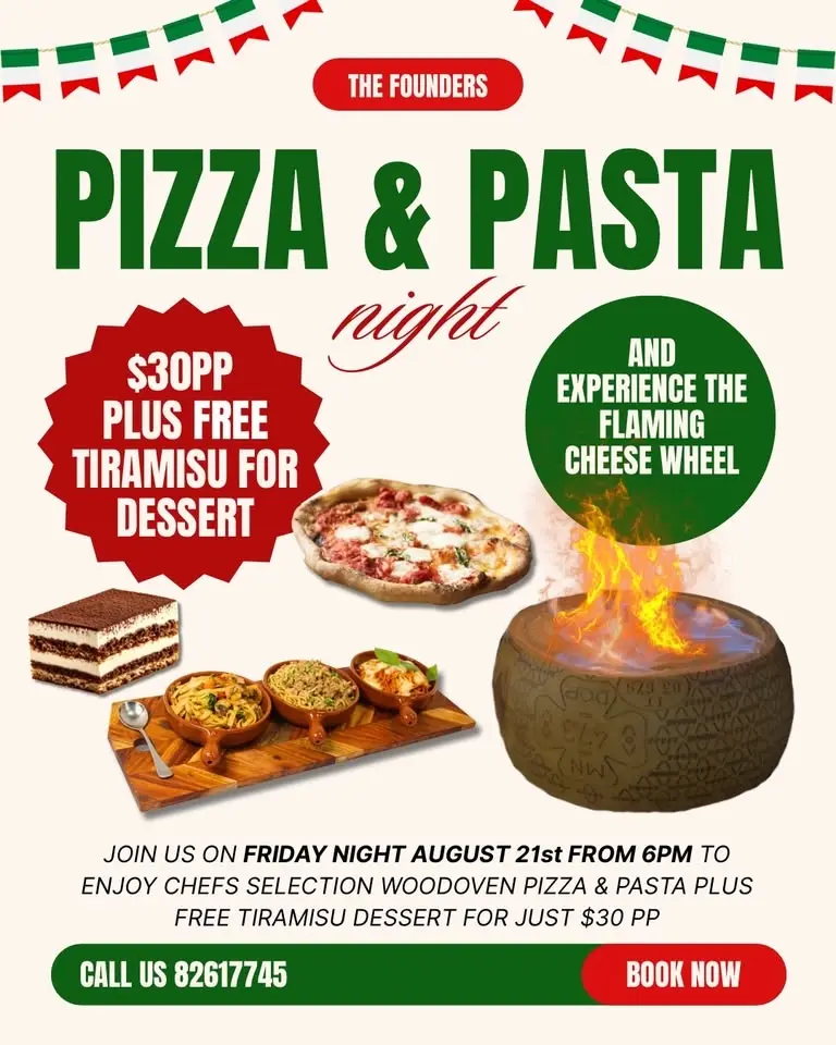 🍕🍝 Pizza & Pasta Night at The Founders 🍝🍕