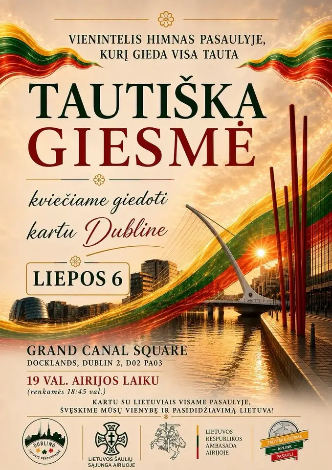 Tautiška giesmė aplink pasaulį 2026 | Dublinas, Airija 🇱🇹