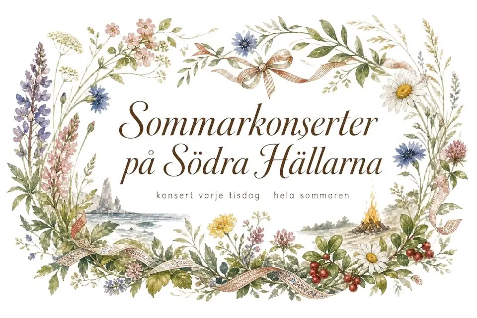 Sommarkonserter på Södra Hällarna — hav, öppen eld & solnedgång