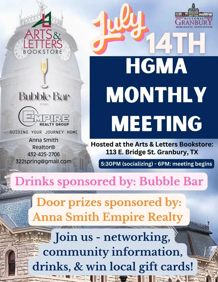 HGMA July Monthly Meeting at Arts & Letters Bookstore
