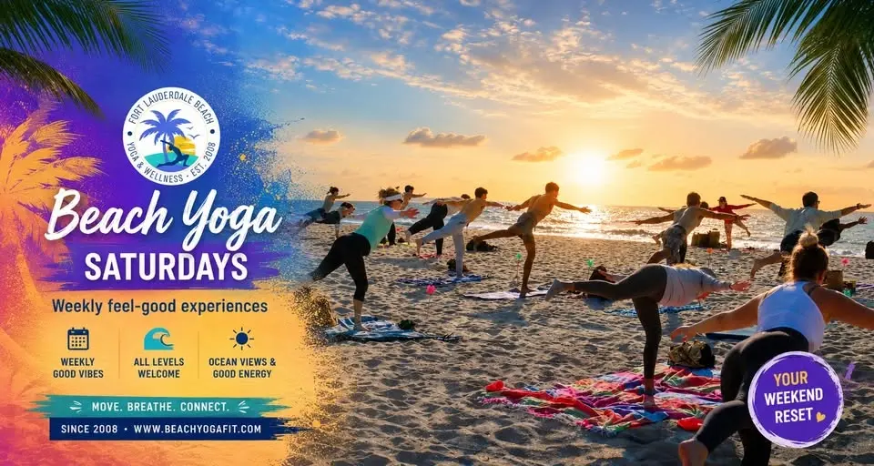 Yoga on the Beach ☀️🌊 A Feel-Good Favorite for All Since 2008! 