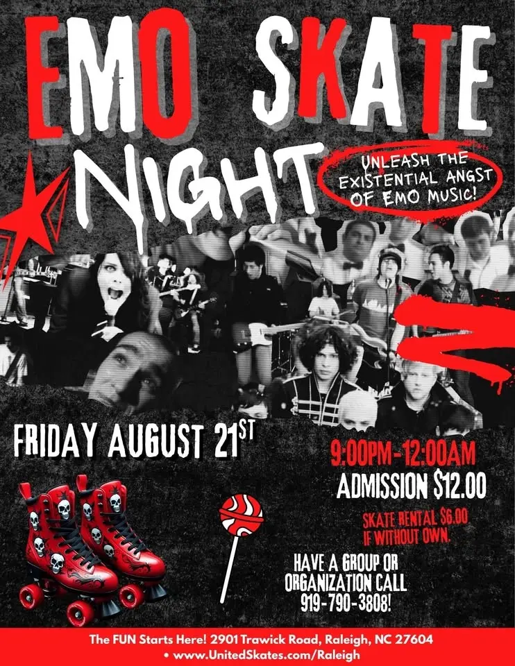 🖤🛼 EMO SKATE NIGHT at United Skates Raleigh 🛼🖤