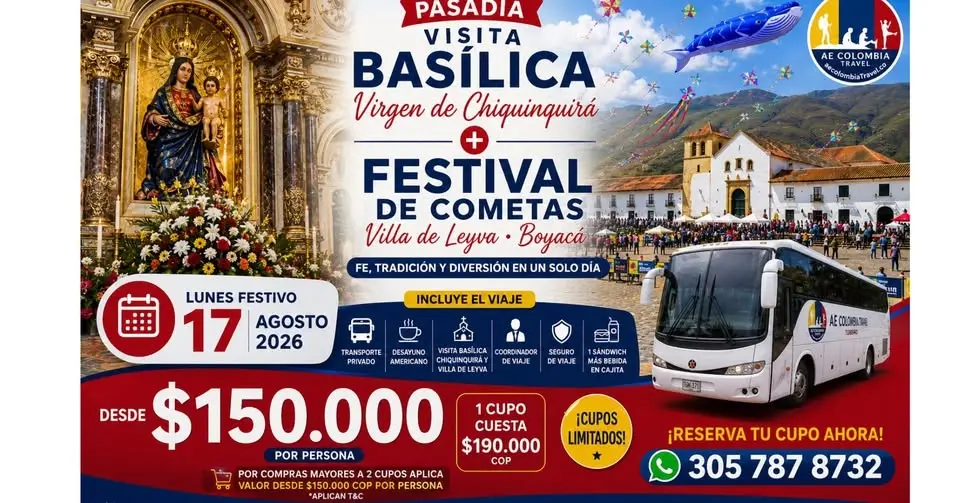 Villa de leyva Festival Cometas + Visita Basilica Virgen Chiquinquira 2026