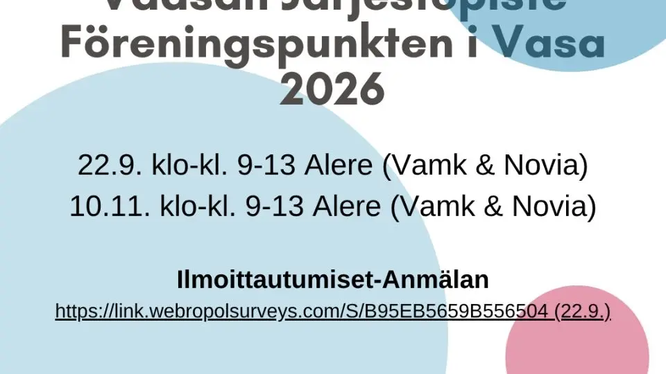 Järjestöpiste - Föreningspunkten 22.9.2026, 10.11.2026