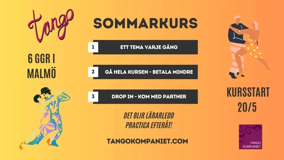 Sommarkurs i tango på Tangokompaniet - tema GANCHOS den 17/6